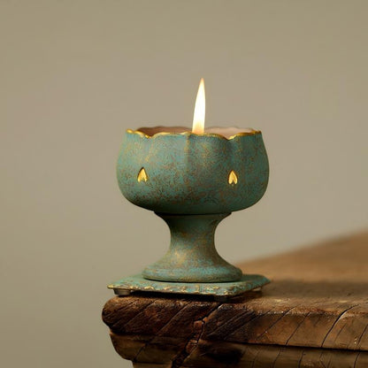 Handcrafted Ceramic Butter Lamp - Zen Buddha Light for Home Altar Long Burning Lamp | FREE SHIPPING