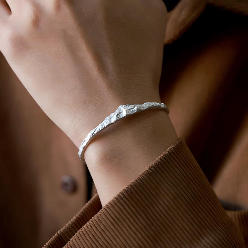 Original Design Kailash 999 Pure Silver Bangle - Handmade Unisex Minimalist Bracelet | FREE SHIPPING