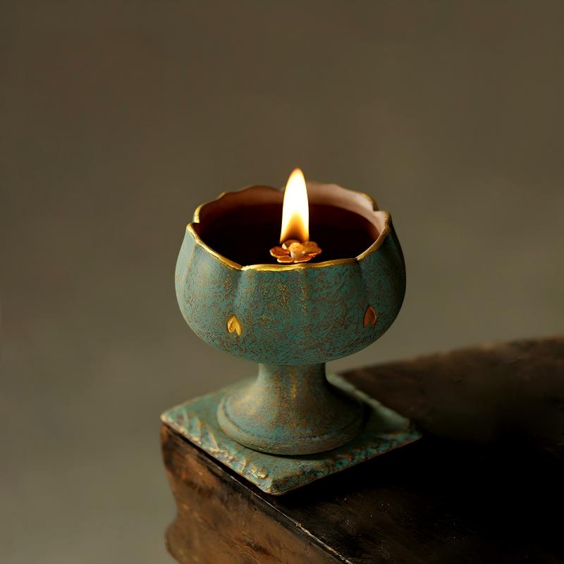 Handcrafted Ceramic Butter Lamp - Zen Buddha Light for Home Altar Long Burning Lamp | FREE SHIPPING