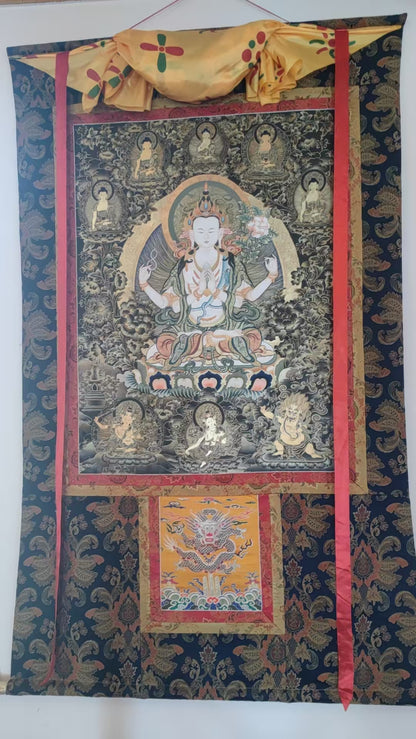 [Intangible Cultural Heritage: A Masterpiece of Artistry] REGONG Thangka—Hand-painted with natural mineral pigments, designated as a National Intangible Cultural Heritage, free shipping included