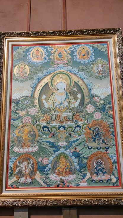 [Intangible Cultural Heritage: A Masterpiece of Artistry] REGONG Thangka—Hand-painted with natural mineral pigments, designated as a National Intangible Cultural Heritage, free shipping included